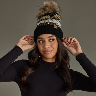 Patterned Pom Hat