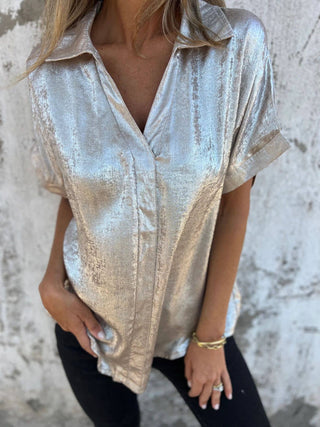 Champagne Metallic Button Down