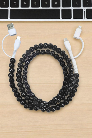 Black Beaded Cord Phone Charger