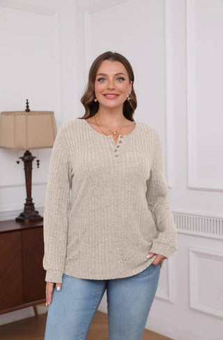 Ribbed Knit Long Sleeve Pullover