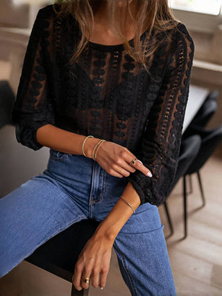 Black French Romance Lace Blouse