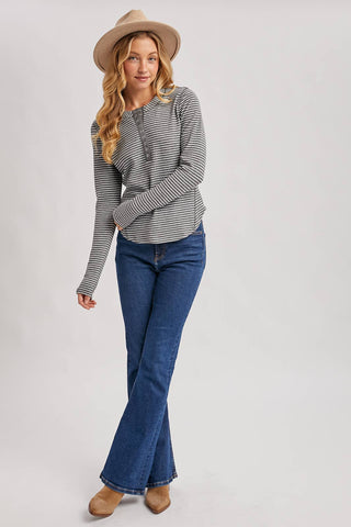 Charcoal Henley Knit Top