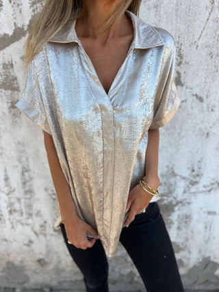 Champagne Metallic Button Down