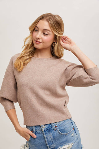 Latte 3/4 Sleeve Sweater