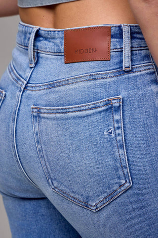 Medium Wash Cuffed High Rise Straight