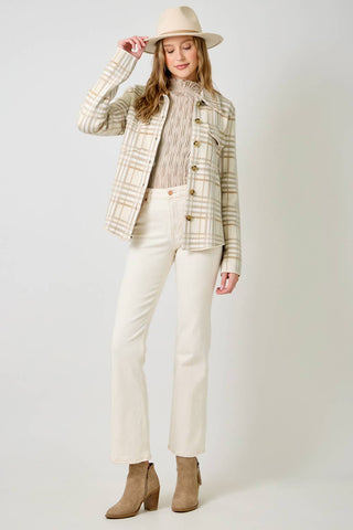 Check Patterned Sweater Jacket