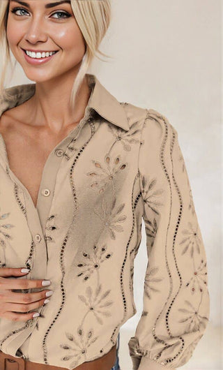 Embroidered Eyelet Blouse