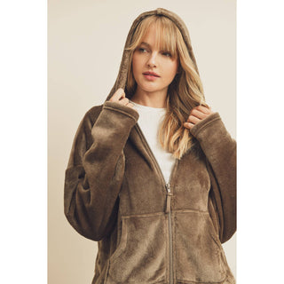 Faux Fur Zip-Up Hoodie