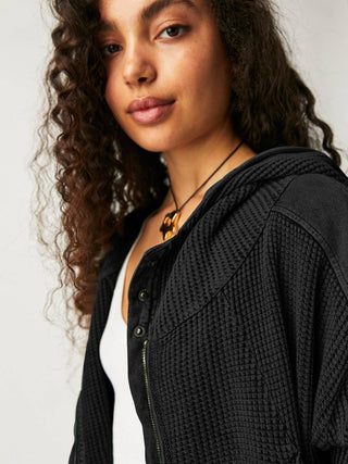 Black Zipper Hooded Jacket