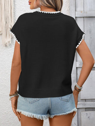 Black Short Sleeve Sweater