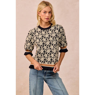 Textured Rose Knit Sweater