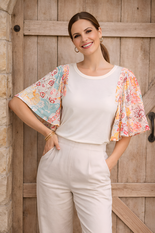 Boho Floral Patchwork Top
