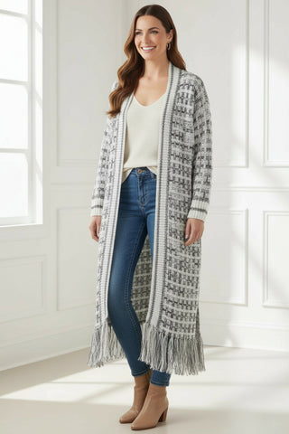 Fringe Knit Duster Cardigan