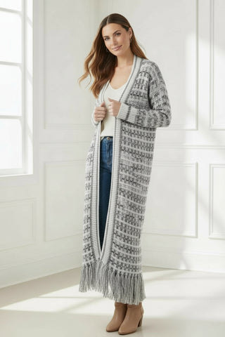 Fringe Knit Duster Cardigan