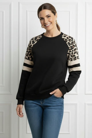 Leopard Blocked Sweatshirt