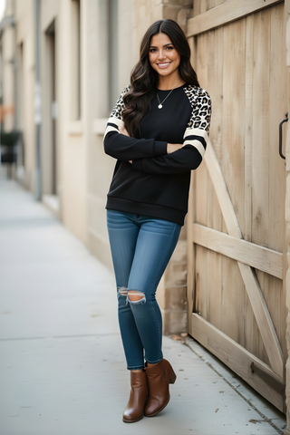 Leopard Blocked Sweatshirt