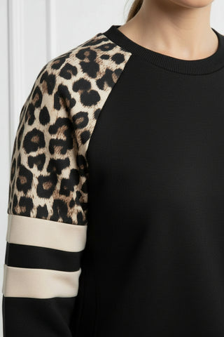 Leopard Blocked Sweatshirt