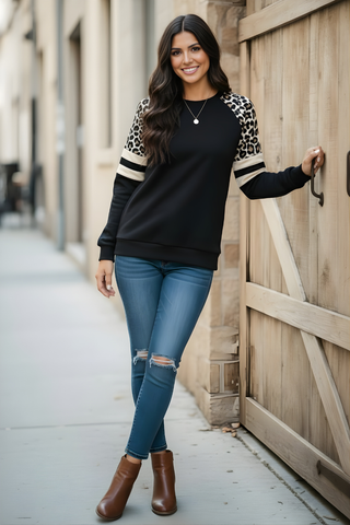 Leopard Blocked Sweatshirt