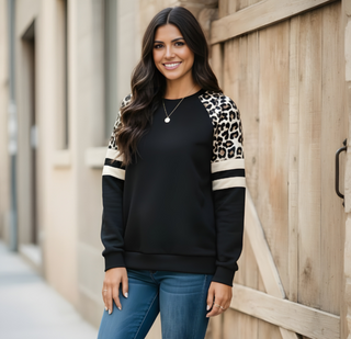 Leopard Blocked Sweatshirt