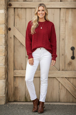 Red Cable Knit Sweater