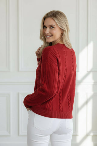 Red Cable Knit Sweater