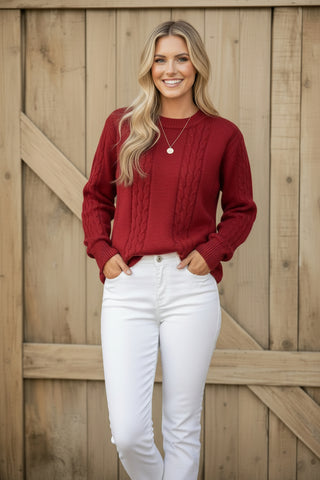 Red Cable Knit Sweater
