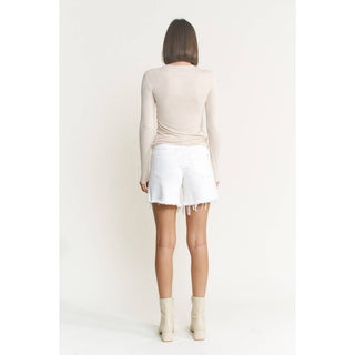 Distressed White Denim Shorts