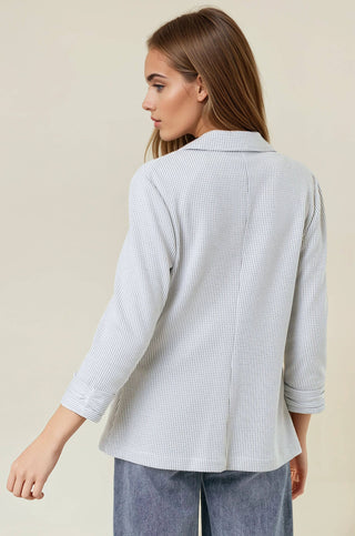 Shirred Sleeve Textured Blazer