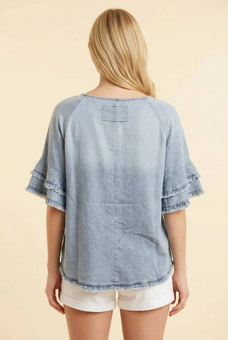Fringed Raglan Denim Top