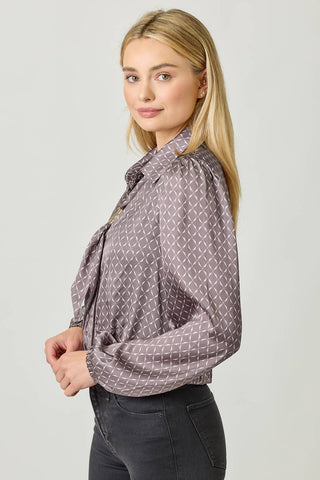 Geo Print Scarf Blouse