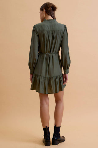 Green Ruffled Mini Dress