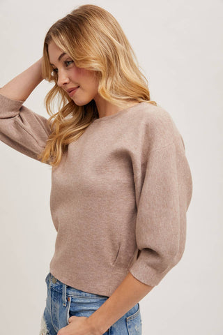 Latte 3/4 Sleeve Sweater
