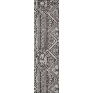 Khalo Tribal Indoor/Outdoor Black Flat-Weave Rug: 5'3" x 7'3"