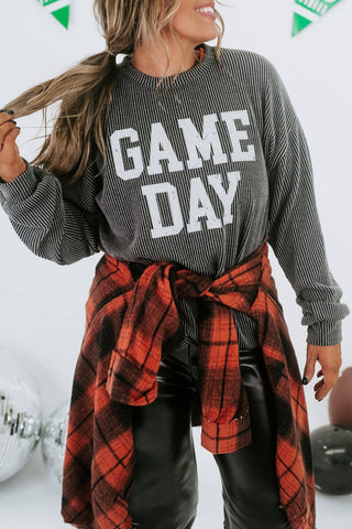 Dark Grey GAME DAY Ribbed Top
