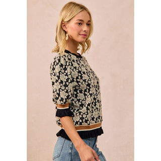 Textured Rose Knit Sweater