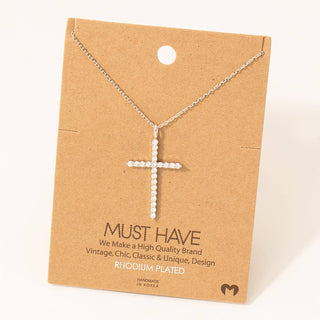 Pave Cross Pendant Chain Necklace: R