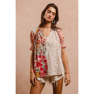 Mixed Print Boho Blouse