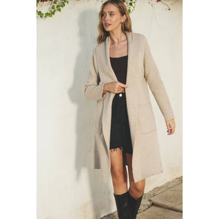Cozy Long Cardigan: LIGHT GREY / S/M