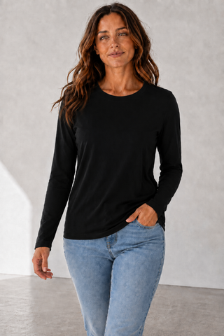 Black Basic Long Sleeve Top