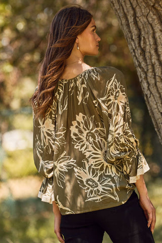 Olive Floral Printed Blouse