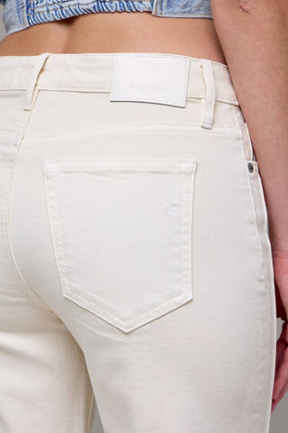 Ivory Pintuck Mid Rise Comfort Flare Jeans