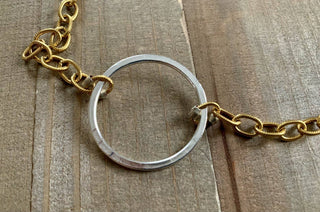 Good Genes- chain statement bracelet: Gold chain with gold circle