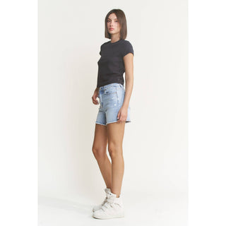 Light Wash Frayed Denim Shorts