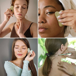 Roller and Gua sha Green Jade Stone Duo