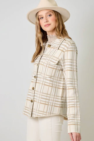 Check Patterned Sweater Jacket