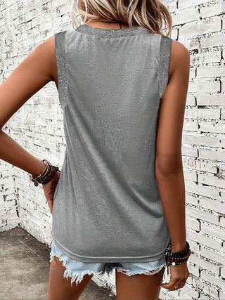 Grey V-neck Sleeveless Tee