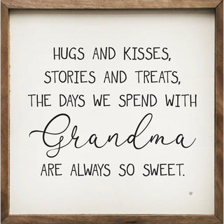 Hugs And Kisses Grandma White: 4 x 4 x 1