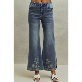 Flare Jeans with Embroidered Hem