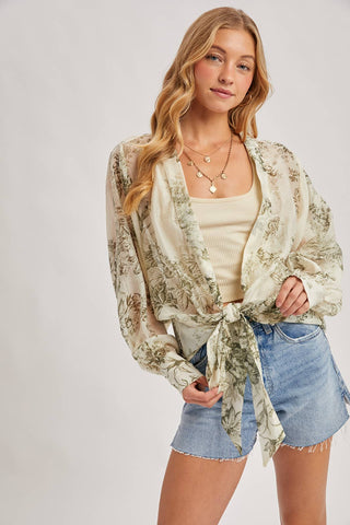 Olive Botanical Kimono