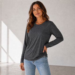 Grey Basic Long Sleeve Top